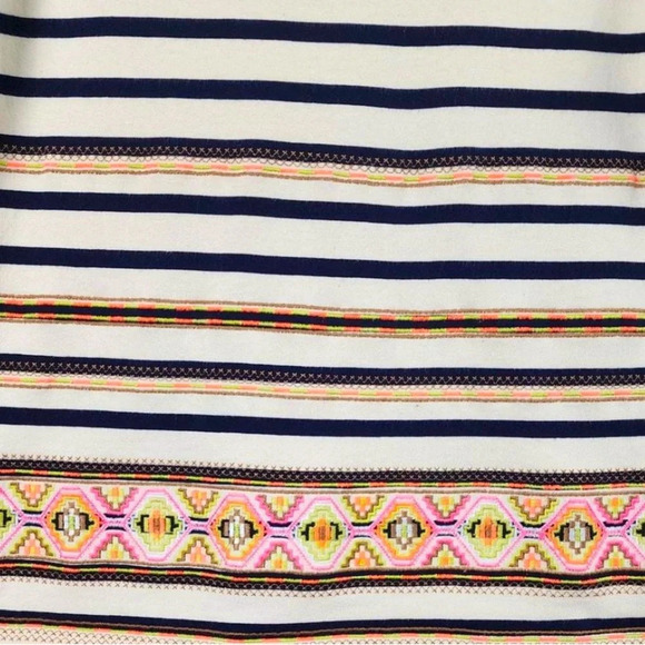 J Crew Aztec Striped Neon Embroidered Top Blouse Shirt XL - Picture 3 of 6